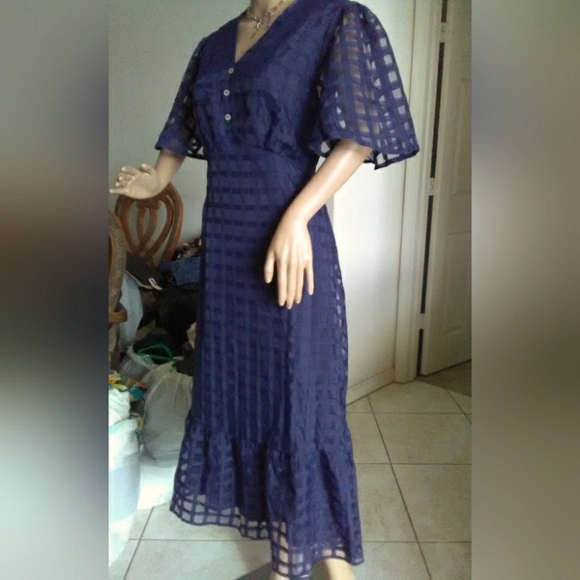 BNWT BLOOMCHIC BLUE DRESS SHEER W/ LINING ( DRESSY ELEGANT) GORGEOUS SZ. 12 - Picture 10 of 11